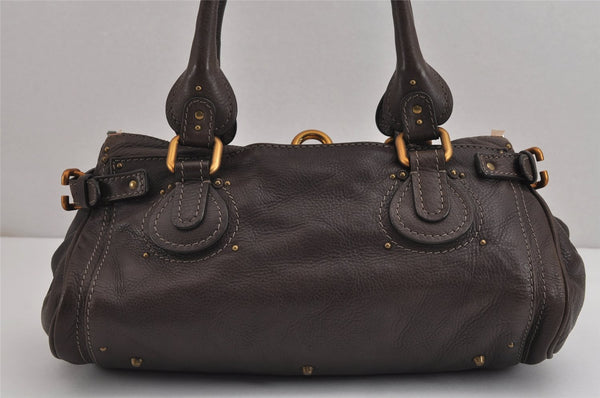 Authentic Chloe Vintage Paddington Leather Shoulder Hand Bag Brown 2829J