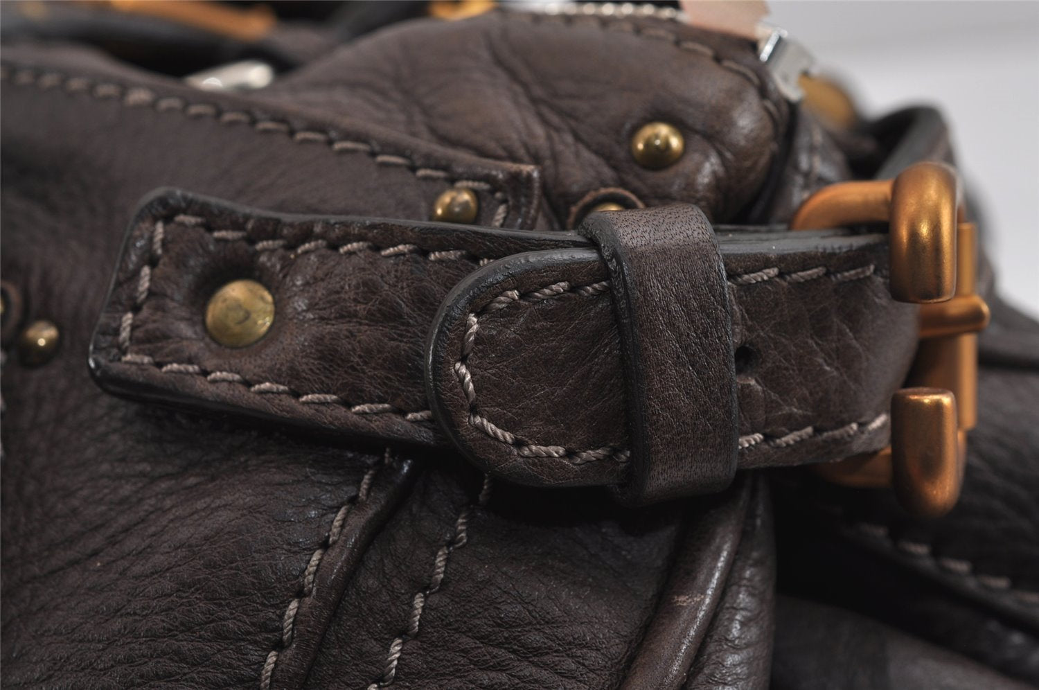 Authentic Chloe Vintage Paddington Leather Shoulder Hand Bag Brown 2829J