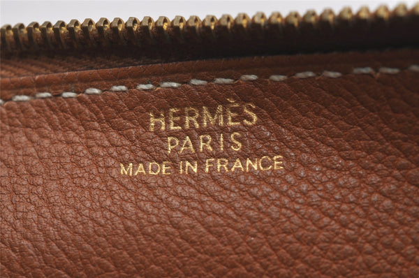 Authentic HERMES Dogon GM Leather Long Wallet Purse Brown 2830I