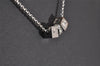 Authentic Christian Dior Silver Tone Chain Rhinestone Pendant Necklace CD 2830J