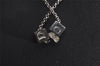 Authentic Christian Dior Silver Tone Chain Rhinestone Pendant Necklace CD 2830J