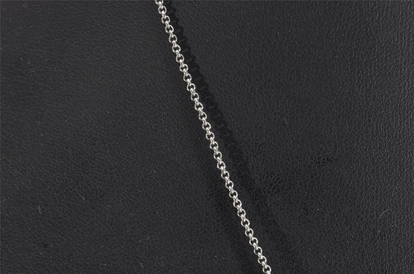 Authentic Christian Dior Silver Tone Chain Rhinestone Pendant Necklace CD 2830J