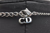 Authentic Christian Dior Silver Tone Chain Rhinestone Pendant Necklace CD 2830J