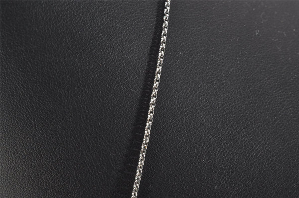 Authentic Christian Dior Silver Tone Chain Rhinestone Pendant Necklace CD 2830J