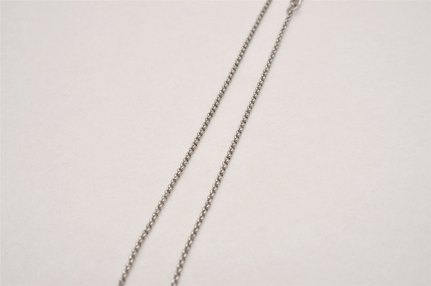 Authentic Christian Dior Silver Tone Chain Rhinestone Pendant Necklace CD 2830J