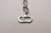 Authentic Christian Dior Silver Tone Chain Rhinestone Pendant Necklace CD 2830J