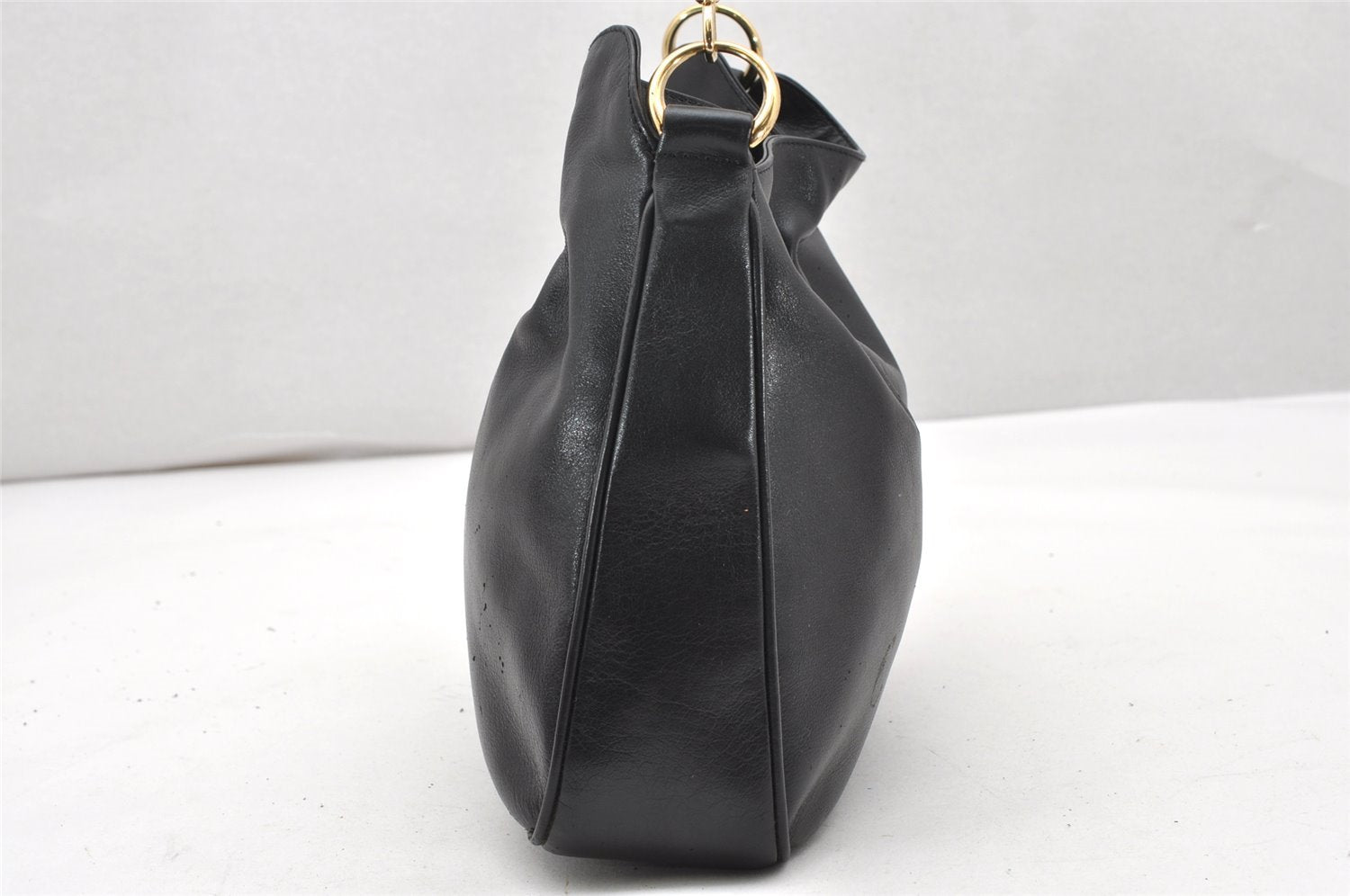 Authentic GUCCI Bamboo 2way Shoulder Bag Purse Leather Black Junk 2830K