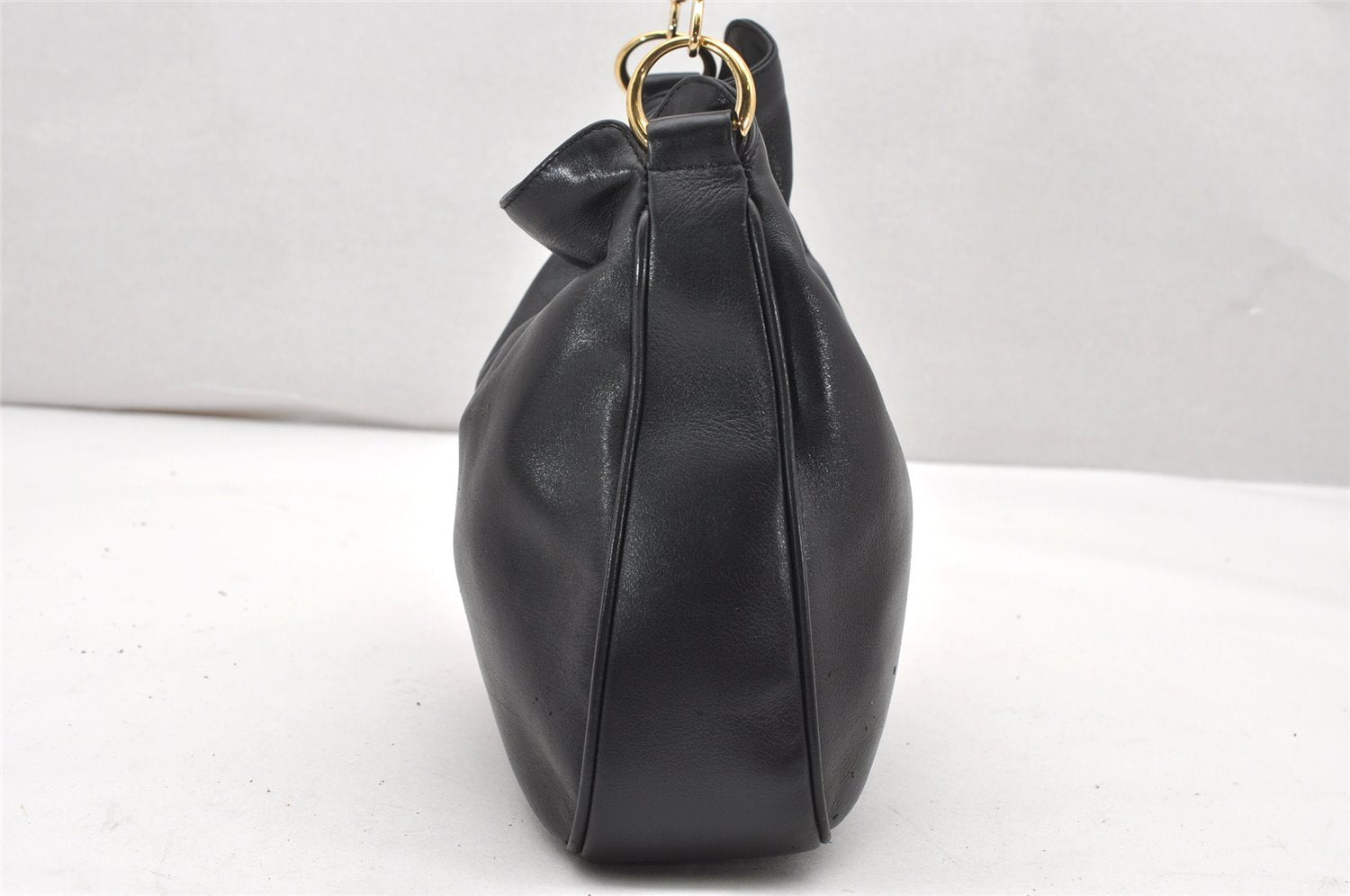 Authentic GUCCI Bamboo 2way Shoulder Bag Purse Leather Black Junk 2830K