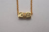 Authentic Christian Dior Gold Tone Chain Rhinestone Pendant Necklace CD 2831J