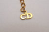 Authentic Christian Dior Gold Tone Chain Rhinestone Pendant Necklace CD 2831J