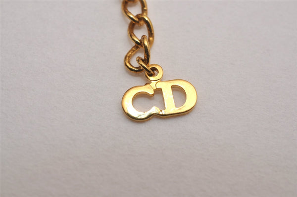 Authentic Christian Dior Gold Tone Chain Rhinestone Pendant Necklace CD 2831J