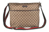 Auth GUCCI Web Sherry Line Shoulder Bag GG Canvas Leather 189751 Brown 2831K