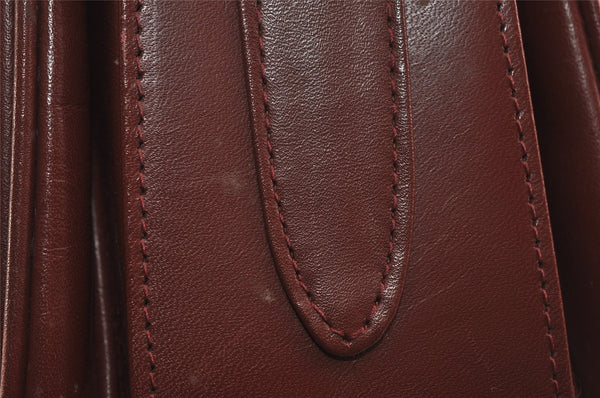 Authentic Cartier Must de Cartier Leather Shoulder Bag Bordeaux Red 2836I