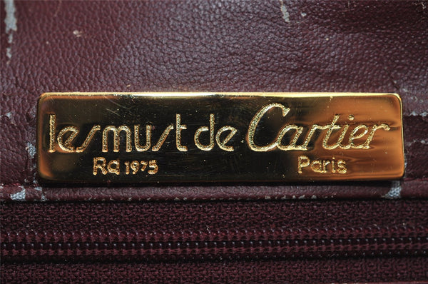 Authentic Cartier Must de Cartier Leather Shoulder Bag Bordeaux Red 2836I