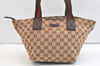 Authentic GUCCI Web Sherry Line Tote Bag GG Canvas Leather 131228 Brown 2836K