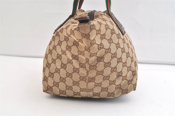 Authentic GUCCI Web Sherry Line Tote Bag GG Canvas Leather 131228 Brown 2836K