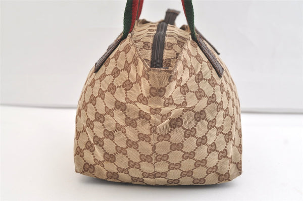 Authentic GUCCI Web Sherry Line Tote Bag GG Canvas Leather 131228 Brown 2836K