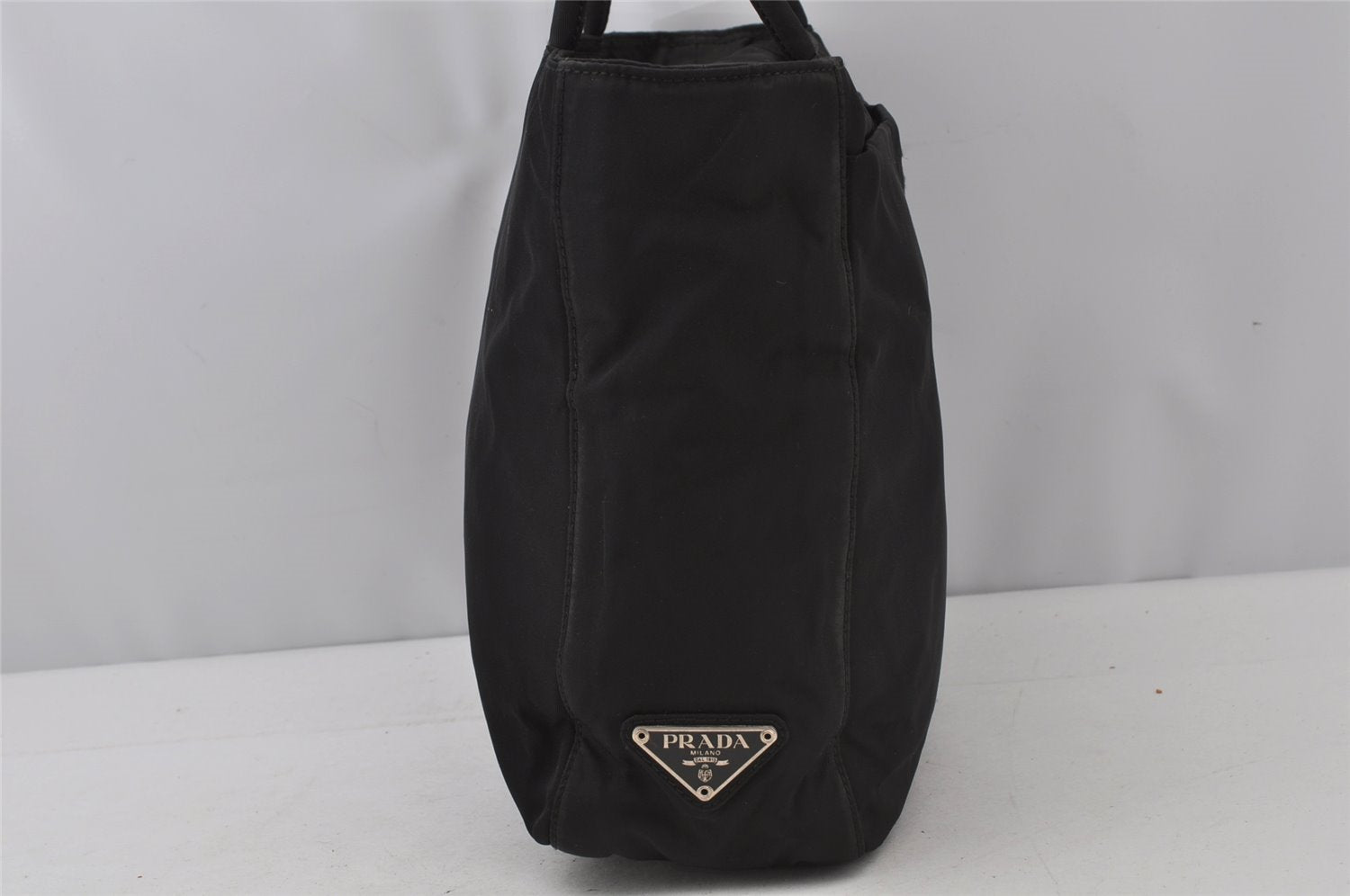 Authentic PRADA Vintage Nylon Tessuto Tote Hand Bag Purse Black 2837J