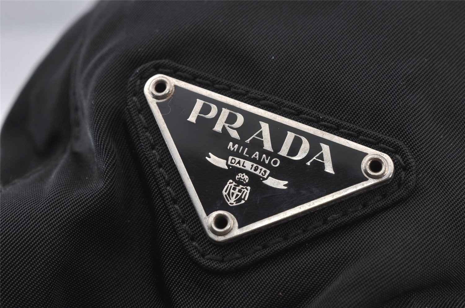 Authentic PRADA Vintage Nylon Tessuto Tote Hand Bag Purse Black 2837J