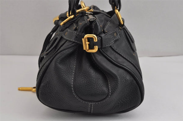 Authentic Chloe Vintage Paddington Leather Shoulder Hand Bag Black 2838J