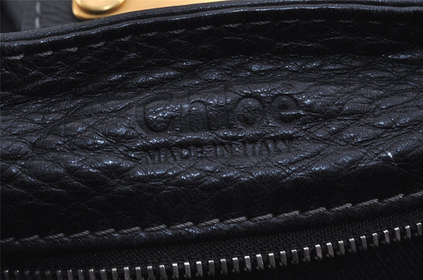 Authentic Chloe Vintage Paddington Leather Shoulder Hand Bag Black 2838J