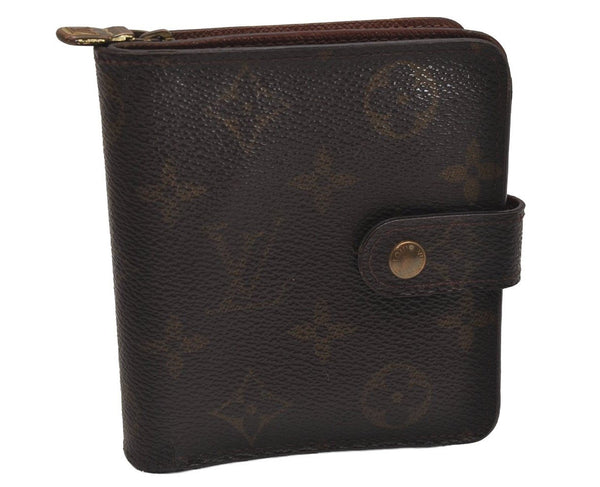 Authentic Louis Vuitton Monogram Compact Zip Bifold Wallet Purse M61667 LV 2839J