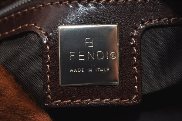 Authentic FENDI Mamma Baguette Shoulder Hand Bag Unborn Calf Leather Brown 2840I
