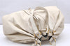 Authentic YVES SAINT LAURENT Sac Double Shoulder Bag Leather 168483 White 2840K