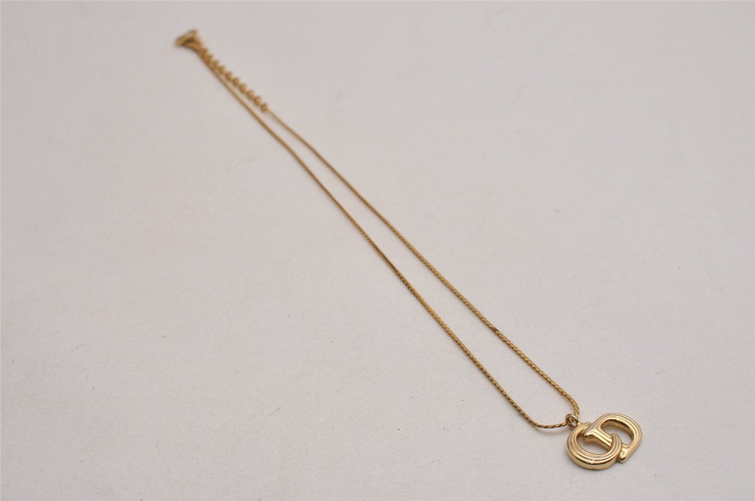 Authentic Christian Dior Gold Tone Chain Pendant Necklace CD 2842J