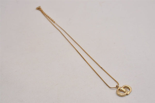 Authentic Christian Dior Gold Tone Chain Pendant Necklace CD 2842J