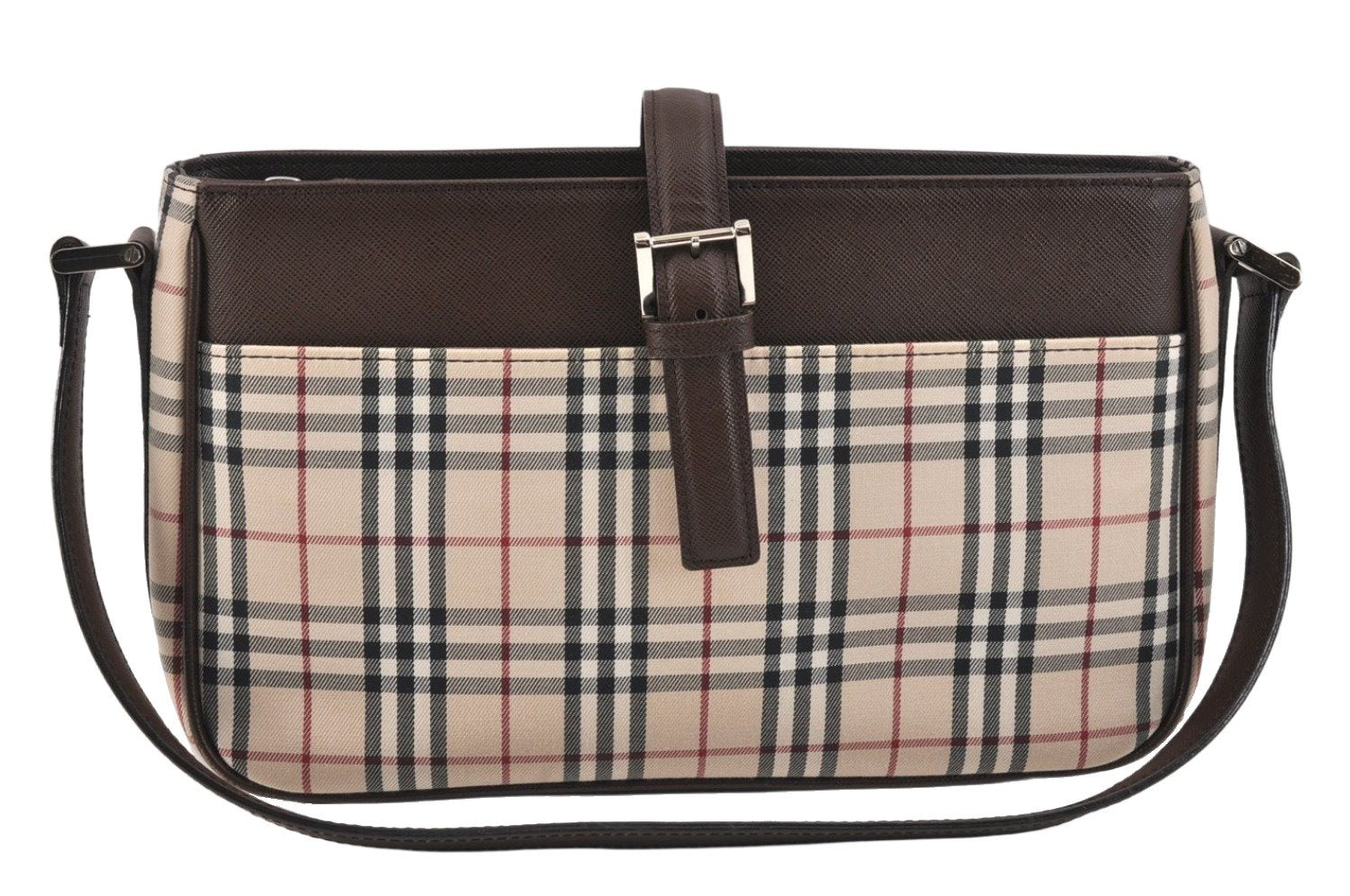 Authentic BURBERRY Nova Check Shoulder Hand Bag Purse Canvas Leather Beige 2842K