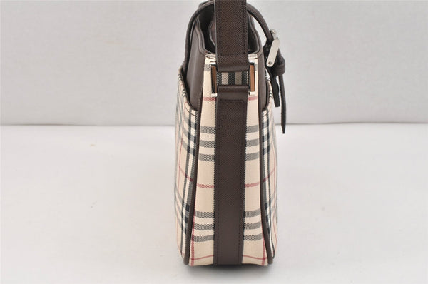 Authentic BURBERRY Nova Check Shoulder Hand Bag Purse Canvas Leather Beige 2842K