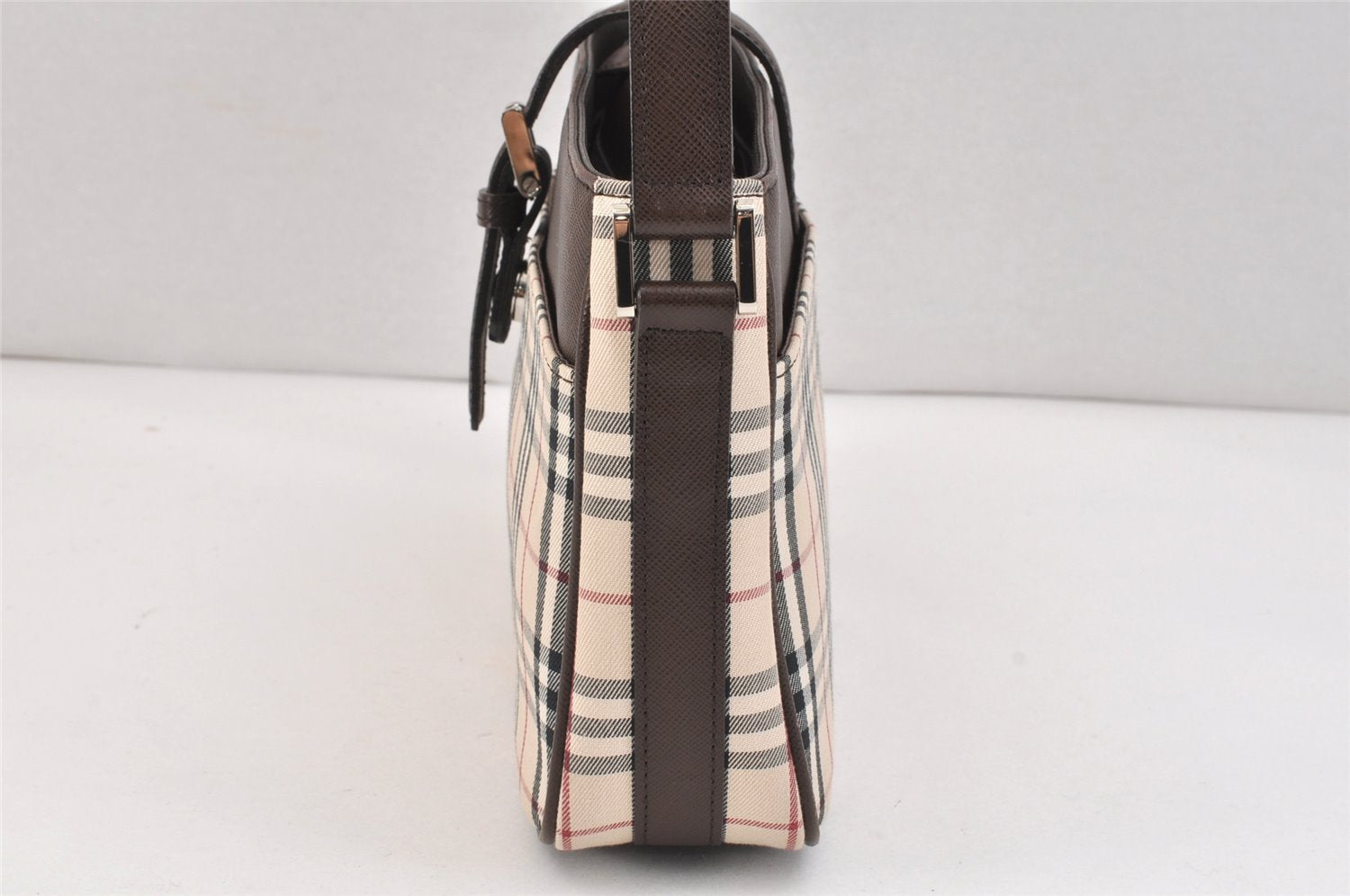Authentic BURBERRY Nova Check Shoulder Hand Bag Purse Canvas Leather Beige 2842K