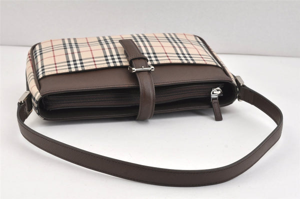 Authentic BURBERRY Nova Check Shoulder Hand Bag Purse Canvas Leather Beige 2842K