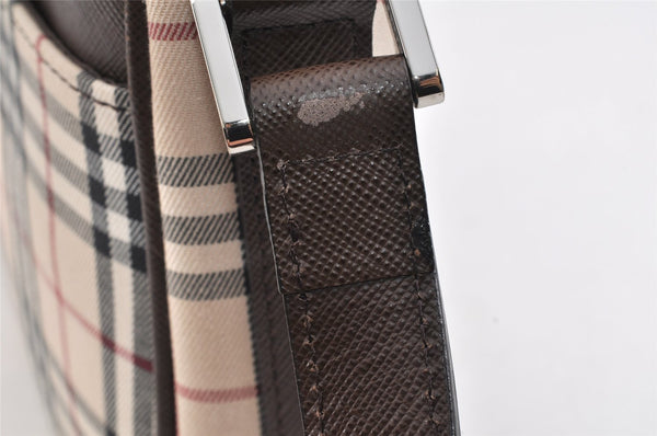 Authentic BURBERRY Nova Check Shoulder Hand Bag Purse Canvas Leather Beige 2842K