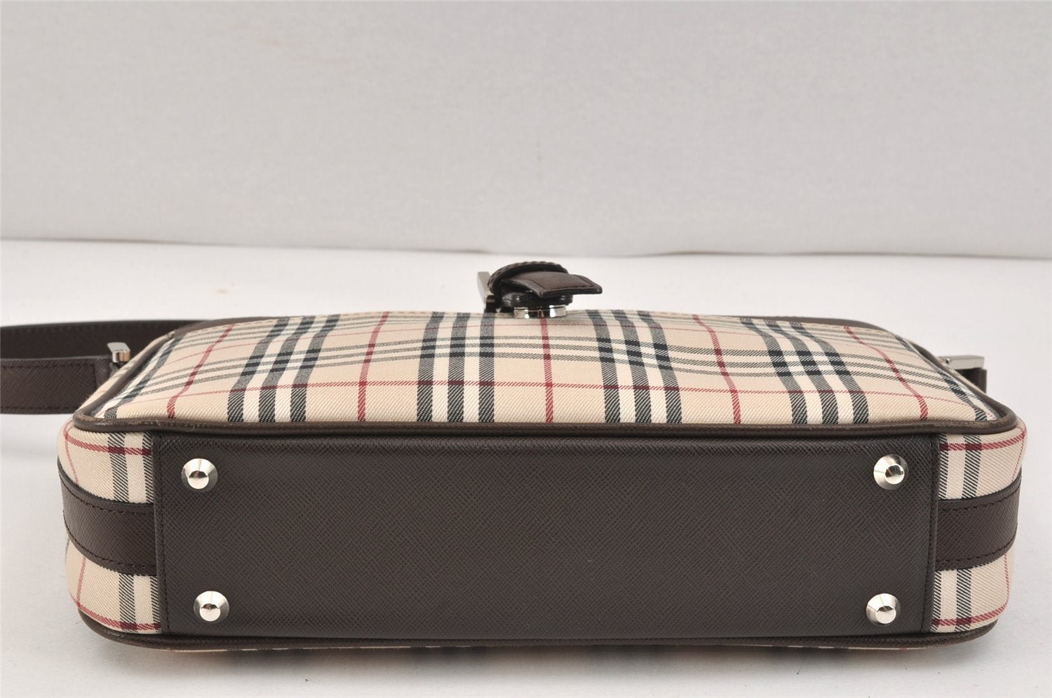 Authentic BURBERRY Nova Check Shoulder Hand Bag Purse Canvas Leather Beige 2842K