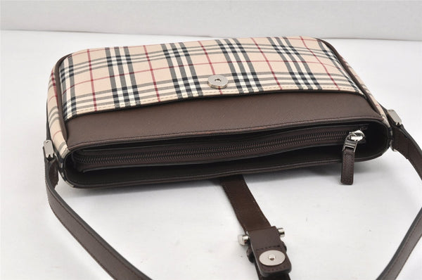 Authentic BURBERRY Nova Check Shoulder Hand Bag Purse Canvas Leather Beige 2842K
