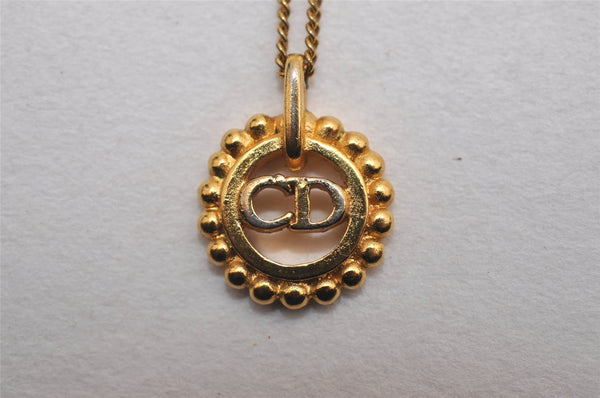 Authentic Christian Dior Gold Tone Chain Pendant Necklace CD 2843J