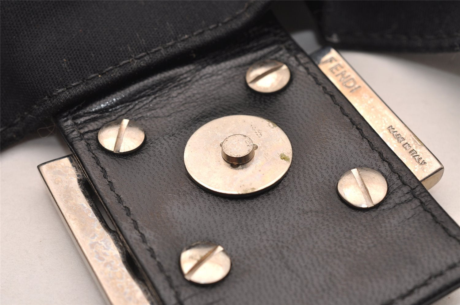 Authentic FENDI Mamma Baguette Shoulder Hand Bag Jersey Leather Black Junk 2845I