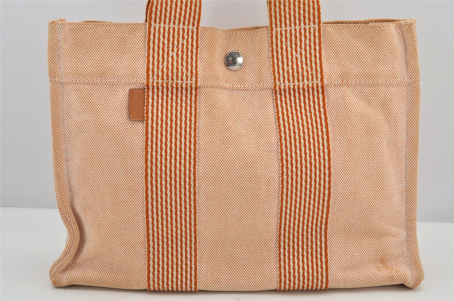 Authentic HERMES New Fourre Tout PM Hand Tote Bag Canvas Orange 2845K
