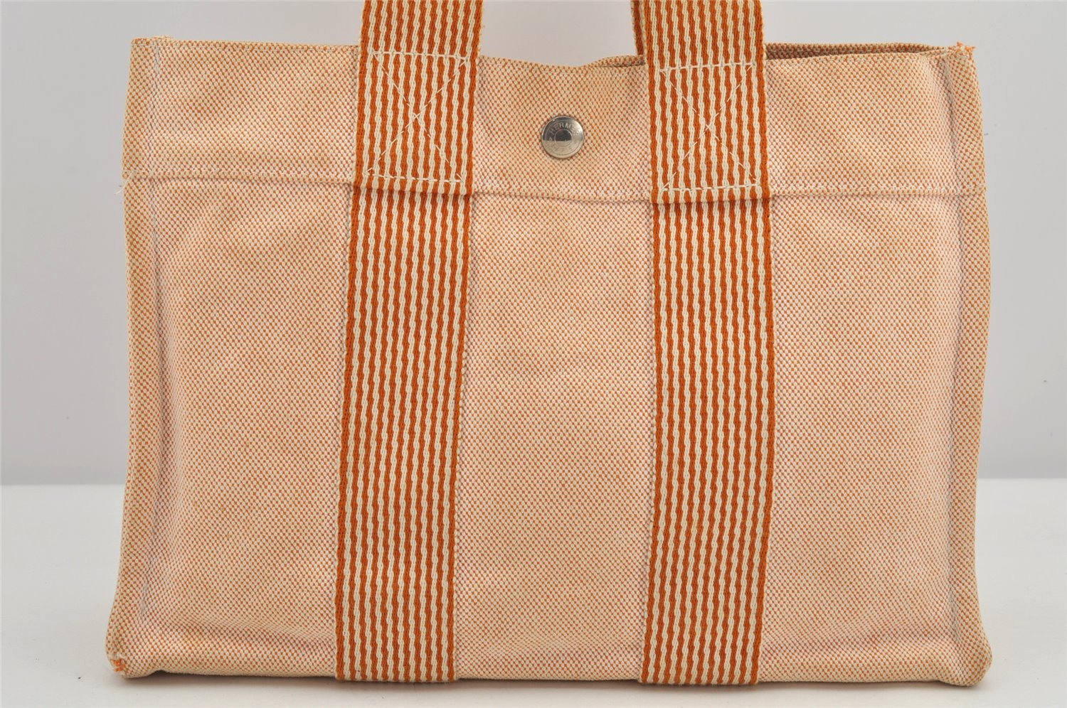 Authentic HERMES New Fourre Tout PM Hand Tote Bag Canvas Orange 2845K