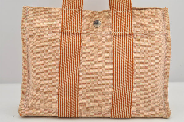Authentic HERMES New Fourre Tout PM Hand Tote Bag Canvas Orange 2845K