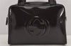 Authentic GUCCI Vintage 2Way Shoulder Hand Bag Purse Enamel Brown 2846K