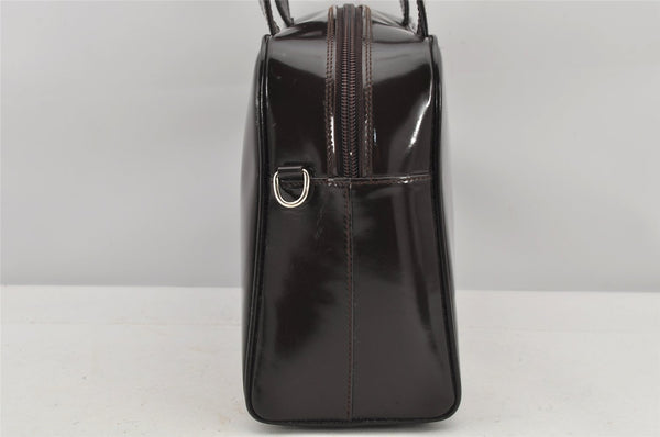 Authentic GUCCI Vintage 2Way Shoulder Hand Bag Purse Enamel Brown 2846K