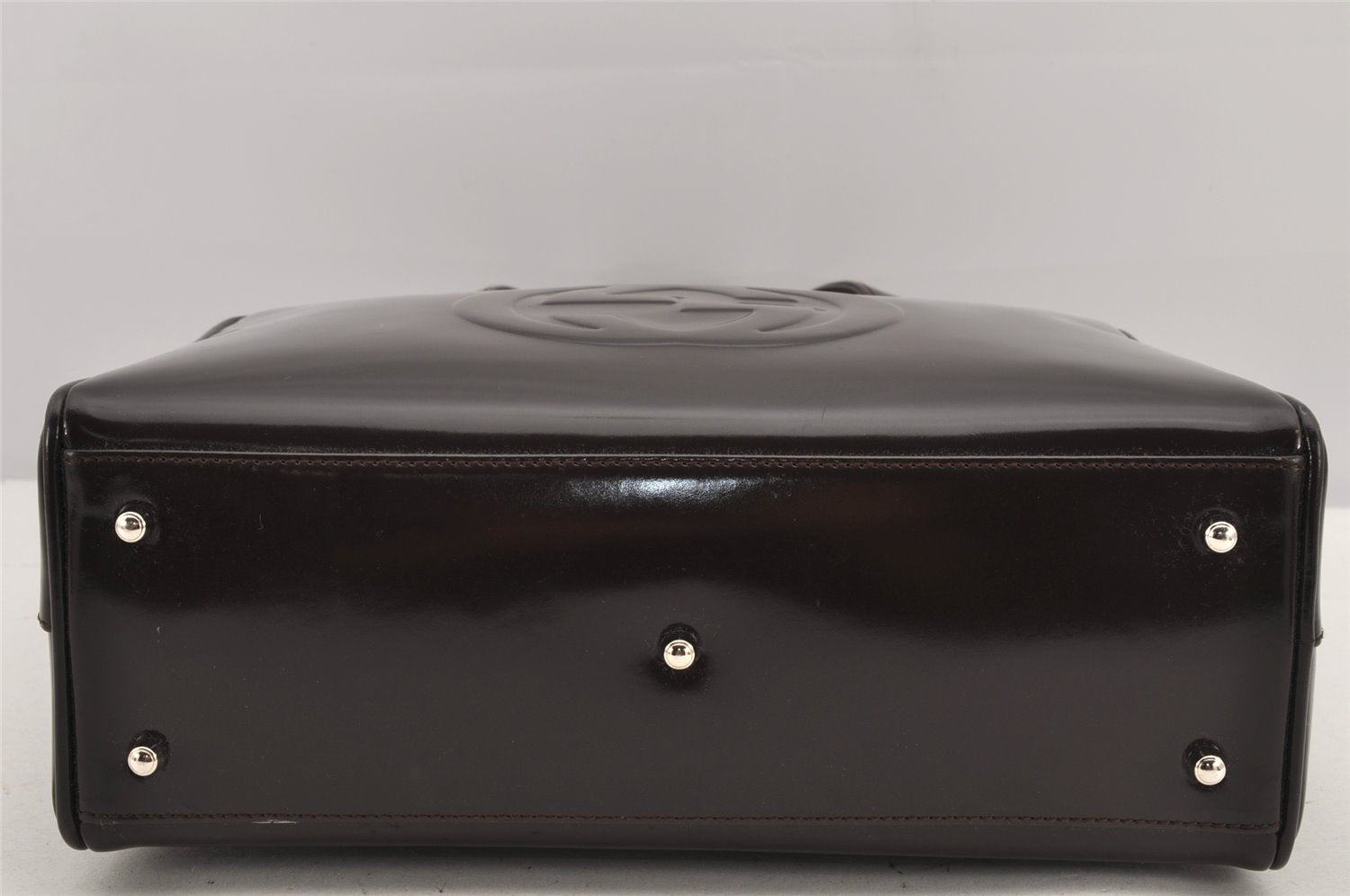 Authentic GUCCI Vintage 2Way Shoulder Hand Bag Purse Enamel Brown 2846K