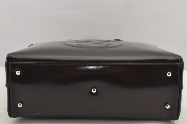 Authentic GUCCI Vintage 2Way Shoulder Hand Bag Purse Enamel Brown 2846K