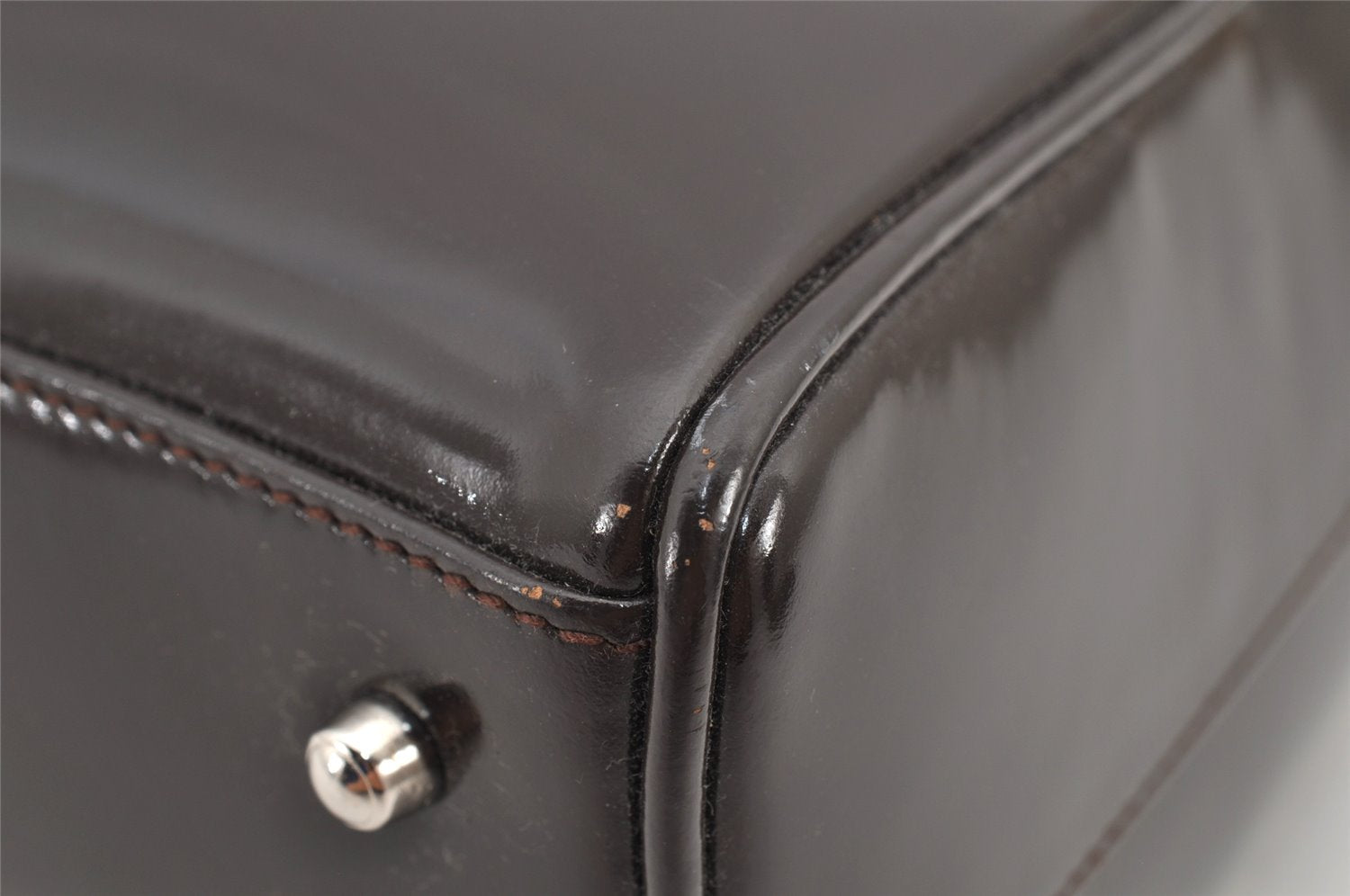 Authentic GUCCI Vintage 2Way Shoulder Hand Bag Purse Enamel Brown 2846K