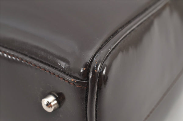 Authentic GUCCI Vintage 2Way Shoulder Hand Bag Purse Enamel Brown 2846K
