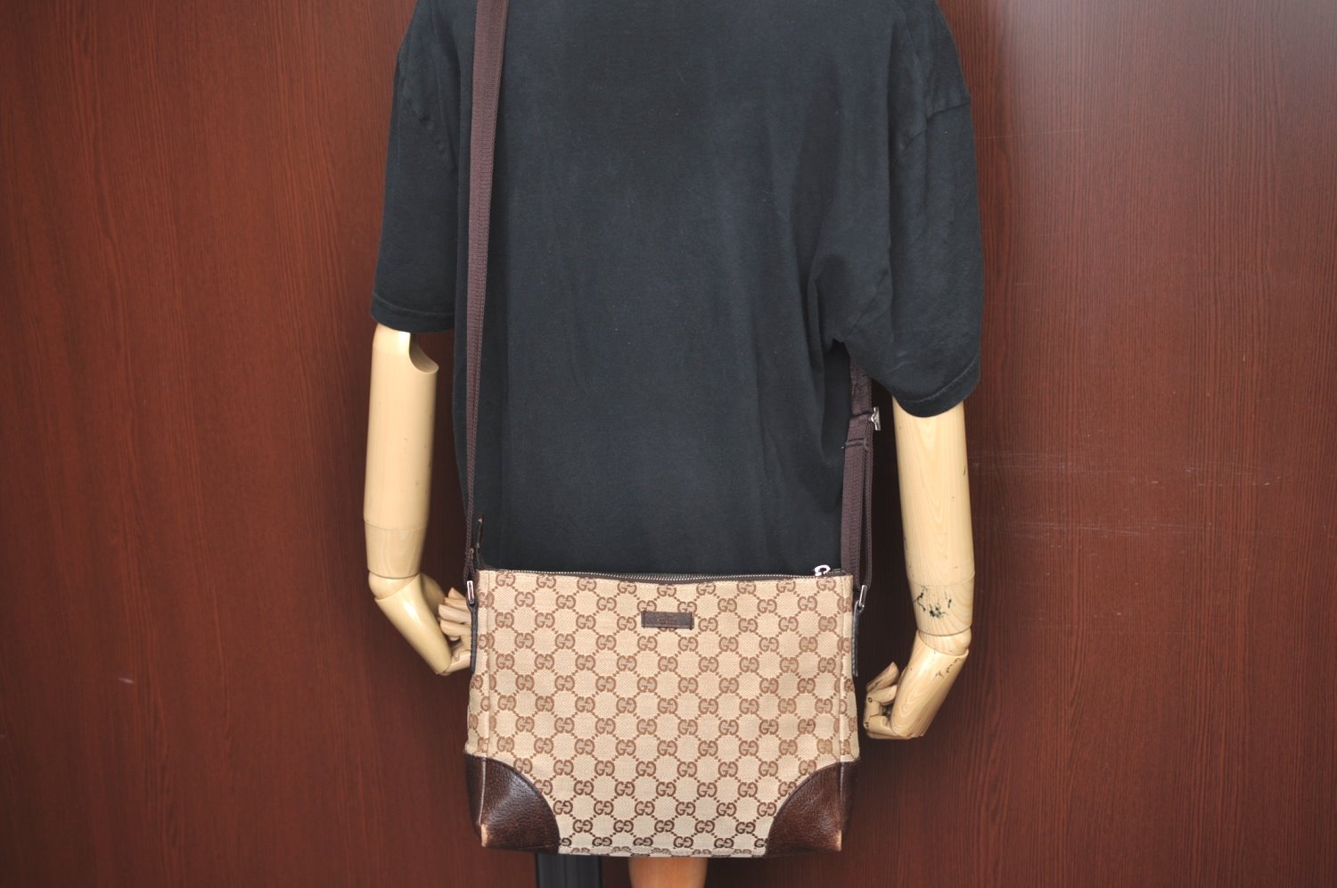 Authentic GUCCI Shoulder Cross Body Bag GG Canvas Leather 114273 Brown 2847H