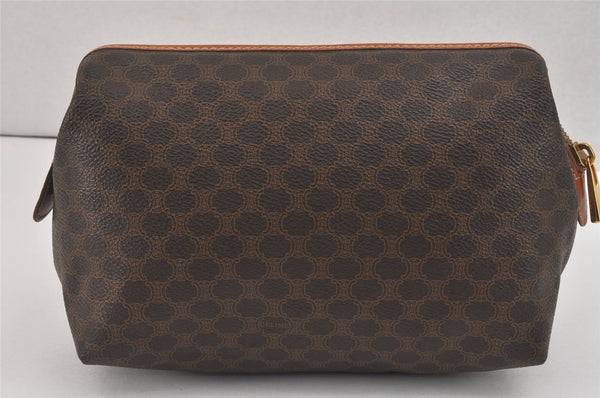 Authentic CELINE Macadam Blason Pattern Clutch Hand Bag PVC Leather Brown 2847K